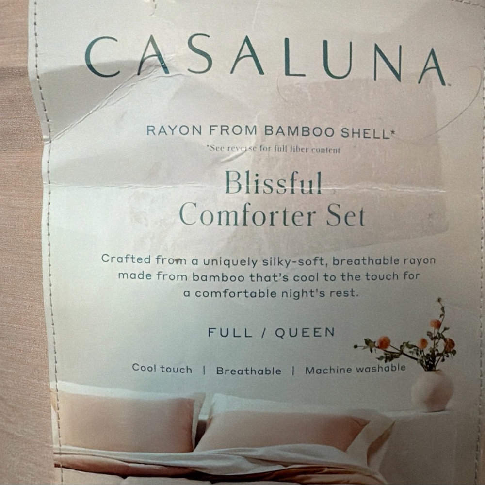 CASALUNA Full/Queen Rayon from Bamboo Comforter Set Light Adobe Clay NEW - Picture 4 of 6